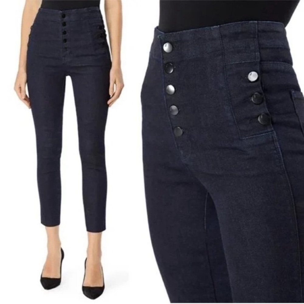 J Brand Natasha Sky High Crop Skinny Jeans Stretch Denim Dark Blue Wash Realm 32